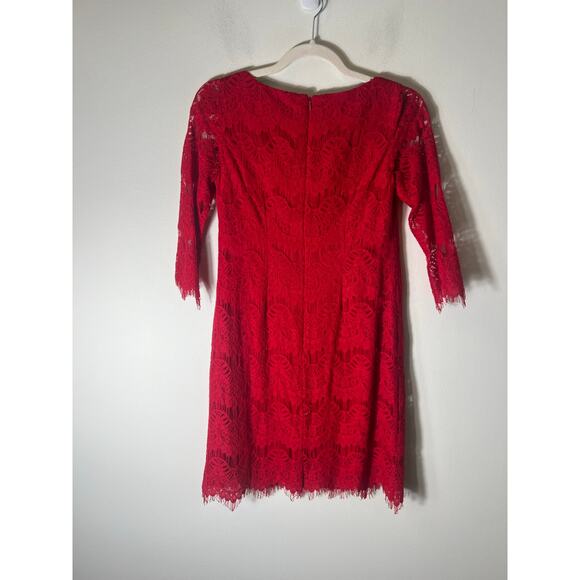 Jessica Howard Red Lace Sheath Dress Knee Length 4 Petite - Picture 2 of 3